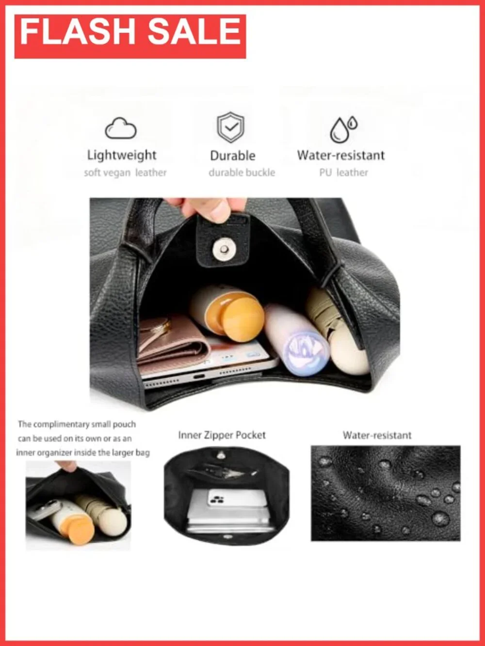 PU Leather Hobo Shoulder Bag Slouchy Purse Everyday Women